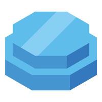 Light blue octagon shape exhibiting three dimensional depth and gradient effect vector