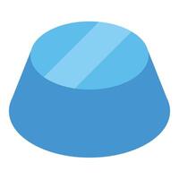 Blue geometric shape exhibiting a truncated cone form with transparent top vector