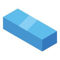 Blue rectangular eraser with wrapper for removing pencil marks vector