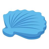 Blue scallop shell closing, showing its elegant ridges vector