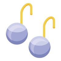Pair of pearl earrings with golden hooks is hanging vector