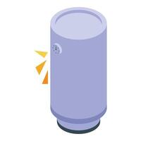 Boiler heating water with clock displaying working time in isometric view vector