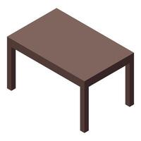 Brown rectangular table with four legs, isometric view vector