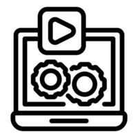 platform development and optimization with gears and play button icon vector