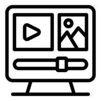 editing software displaying image and content with timeline slider vector