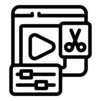 editing software showing cut tool, play button, and volume control vector