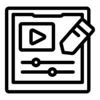 editing software interface with play button and pencil icon for content creation vector