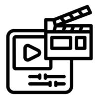 editing software with clapperboard and play button showing post production process vector