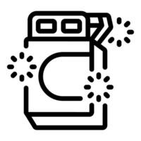Open detergent package pouring into washing machine icon vector