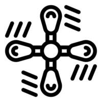 Drone flying and recording with four propellers emitting signals vector