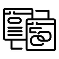 Web page creating hyperlink with interconnected chain links representing seo optimization vector