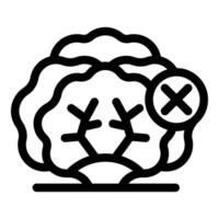 Frozen broccoli icon showing spoiled food with cross mark vector