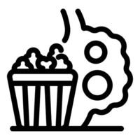 Stomach processing popcorn, digestive system concept, line icon design vector
