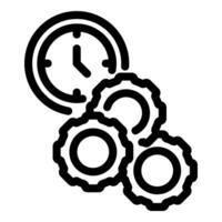 Clock managing working rotating gears symbolizing time management and productivity vector