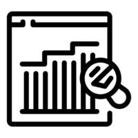 Magnifying glass checking website traffic growth chart, web analytics concept vector