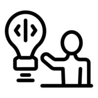 Programmer showing coding idea, developing innovative software solution vector