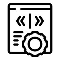 Web development process showing with gear and arrows on webpage vector