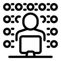Programmer developing innovative software with complex algorithms and data flow vector