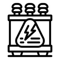 High voltage transformer emitting electrical hazard symbol, indicating danger and caution vector
