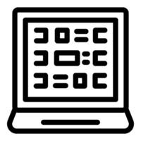 Laptop showing spreadsheet software calculating data vector