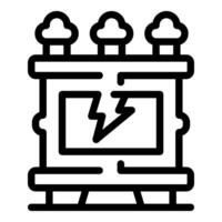 Electric transformer generating power with lightning bolt symbol and clouds, clean energy transmission and distribution vector