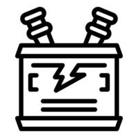Portable generator providing electricity with two plugs and lightning symbol vector