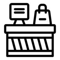 Cash register processing shopping bag with monitor displaying information vector