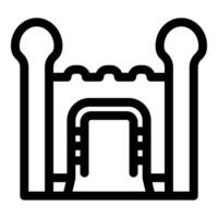 Inflatable bouncy castle gate entrance with two towers, perfect for parties and events vector