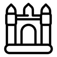 Inflatable bouncy castle representing a fortress with towers and an arch vector