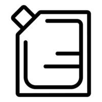 Jerrycan showing fuel level, black outline icon of liquid container vector
