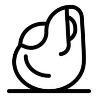 Open mussel shell lying on the seabed, simple black and white line art icon vector