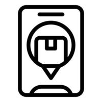 Parcel tracking app showing location on smartphone screen vector