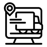 Online gps tracking service showing moving delivery truck on computer screen vector