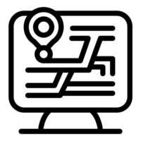 Computer showing gps tracking route with pin location icon vector