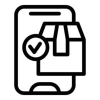 Online shopping order confirmed on mobile phone with check mark vector