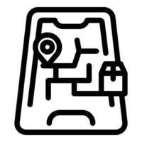 Smartphone showing road map with pin location and parcel for delivery vector