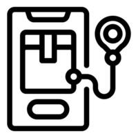 Smartphone checking parcel status with stethoscope symbolising delivery tracking vector