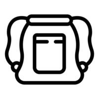 Small backpack with drawstring closure and front pocket icon vector