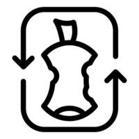 Apple core recycling showing processing and composting organic waste vector