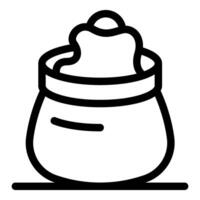 Full bag of flour with overflowing dough for baking and cooking vector