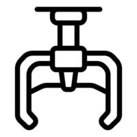 Robotic arm gripper holding object, industrial automation technology icon vector