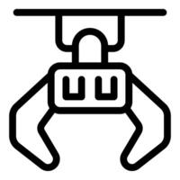 Robotic claw gripping and lifting objects in industrial automation vector