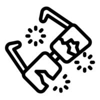 Broken augmented reality glasses showing stars and cracks icon vector
