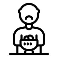 Sad man holding empty basket suffering from hunger and poverty vector