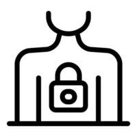 Protecting personal information, human body with lock symbol emphasizing security vector