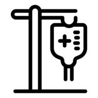 Medical saline solution hanging on intravenous stand, delivering essential fluids vector