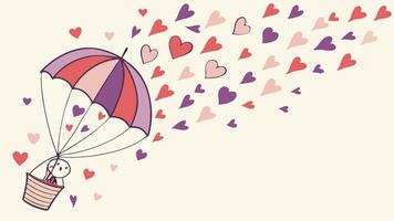 a colorful shower of heart-shaped confetti in shades of pink, red, and purple, falling on a light, neutral background. Ensure ample copy space at the center. vector