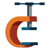 Orange c clamp tightening two blocks with turning screw vector