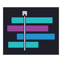 Playhead moving across colorful bars in audio editing software vector