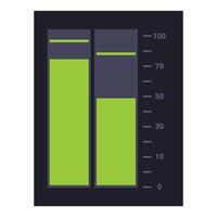 Green level meter showing audio levels on black background vector